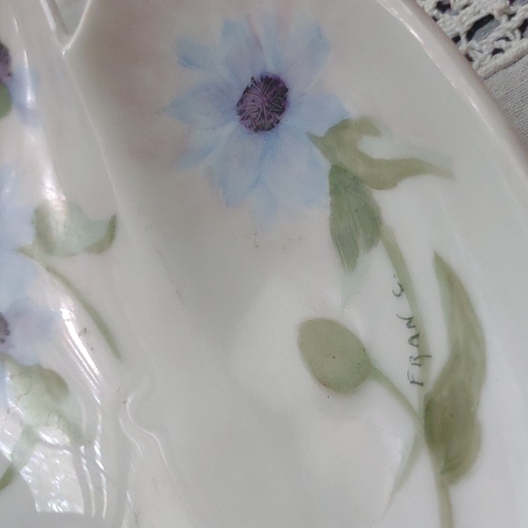 1940s or earlier small candy dish approx 5 inches wide has a name Fran C on stem - Picture 2 of 5